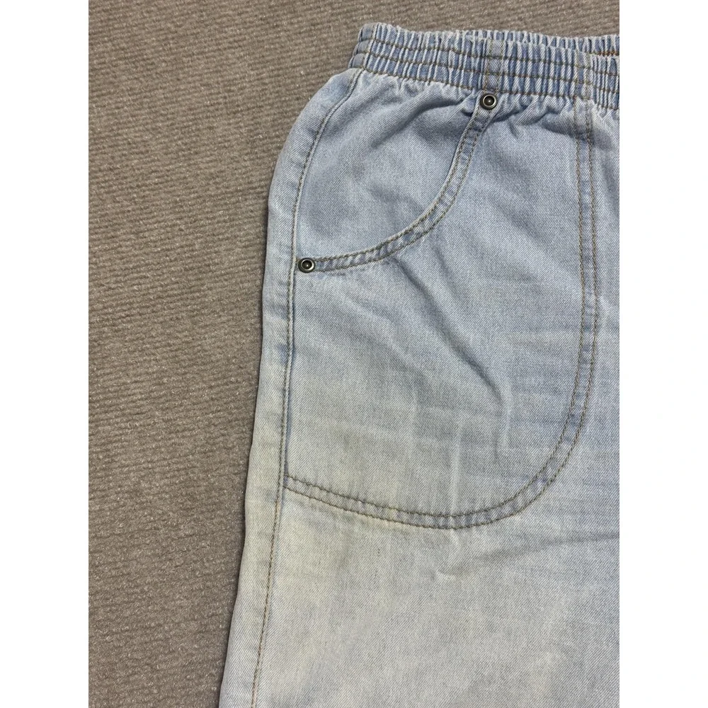 American Sweetheart Pants Girls Size 12A Light Blue‎ Denim Cropped Elastic Waist